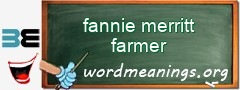 WordMeaning blackboard for fannie merritt farmer